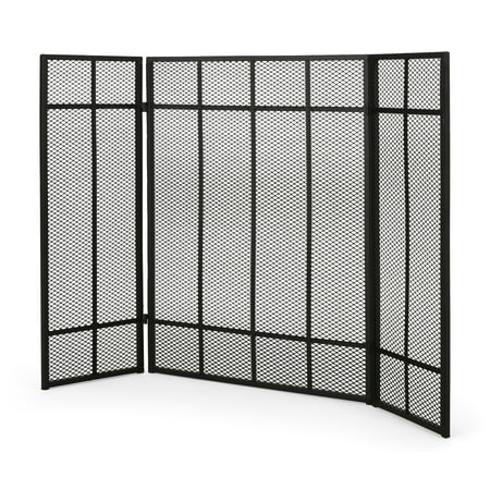 

Noble House Bemiss Metal 3 Panel Fireplace Screen Matte Black