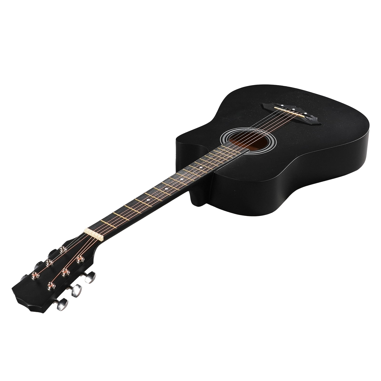 38in Acoustic Guitar with Picks, Strings, Capo, Case, Tuner, and Strap - Matte Black