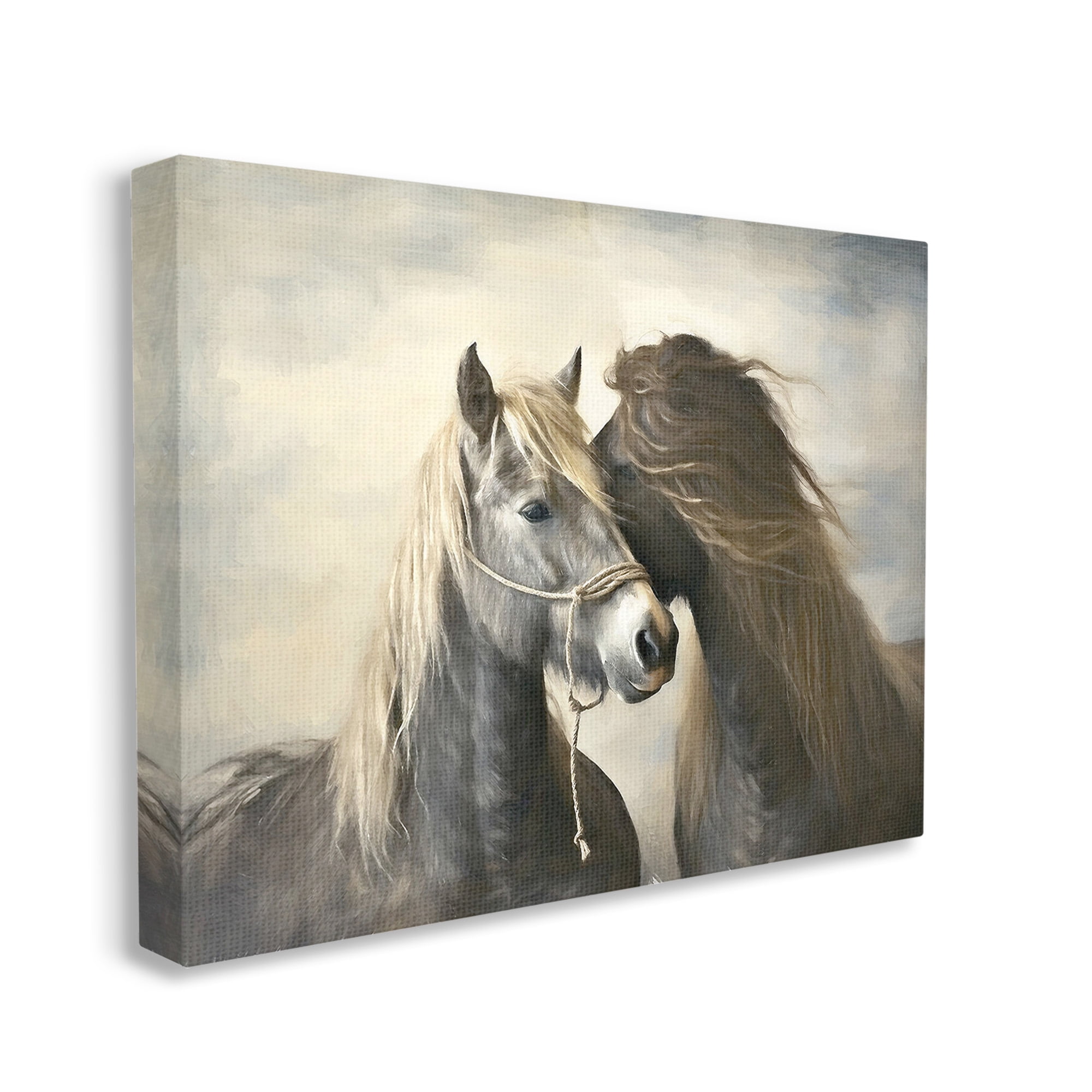 Stupell Industries Traditional Hugging Horses Animals & Insects Painting Gallery Wrapped Canvas Art Print Wall Art, 30 x 24