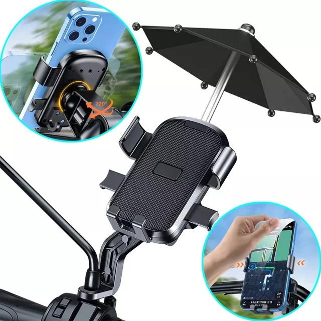 Soporte Celular Moto Bicicleta Porta Teléfonos Con Paraguas