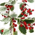 thumbnail image 4 of 2m/6.56ft 20 LEDs Christmas Garland String Light Battery Powered Red Berry Garland Light Holly Leaves Wreath for Christmas Tree Thanksgiving Party Decoration, 4 of 9
