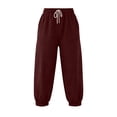 thumbnail image 6 of Women's Jogger Pants Side Pockets Baeitkot Women's Fashion Casual Solid Color Loose Elastic Waist Cropped Jogger Pants Side Pockets Wine XXL, 6 of 8