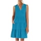 thumbnail image 1 of Vestidos de Manga Corta Casual para las Mujeres V Cuello Ruffle Mini Túnica, Sexy Elegante Vestido de Fiesta Del Club para las Vacaciones, Mezcla de Poliéster de Color Sólido, 1 of 9
