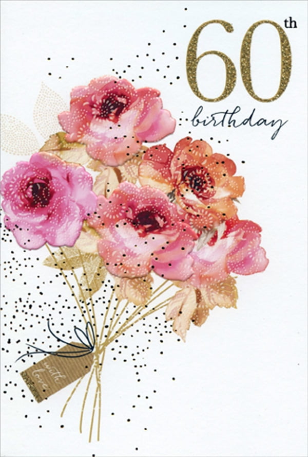 ...Novelty Gift Mug & Coaster Set of Floral Happy 60th Birthday Relation 