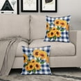 thumbnail image 3 of Sunflower Pillow Covers 18x18 Set of 2 Summer Flower Blue Buffalo Plaid Yellow Floral Throw Pillows Farmhouse Outdoor Decorative Pillowcase Linen Square Cushion Cover for Home Couch Bed, 3 of 6