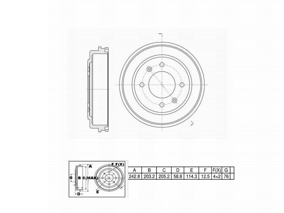 Winstop Brake Drum, Rear WS242079, Hyundai Elantra 2006-2002
