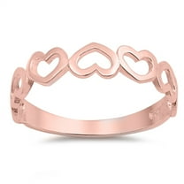 CHOOSE YOUR COLOR Rose Gold-Tone Heart Promise Stackable Ring .925 Sterling Silver Band Female Size 4