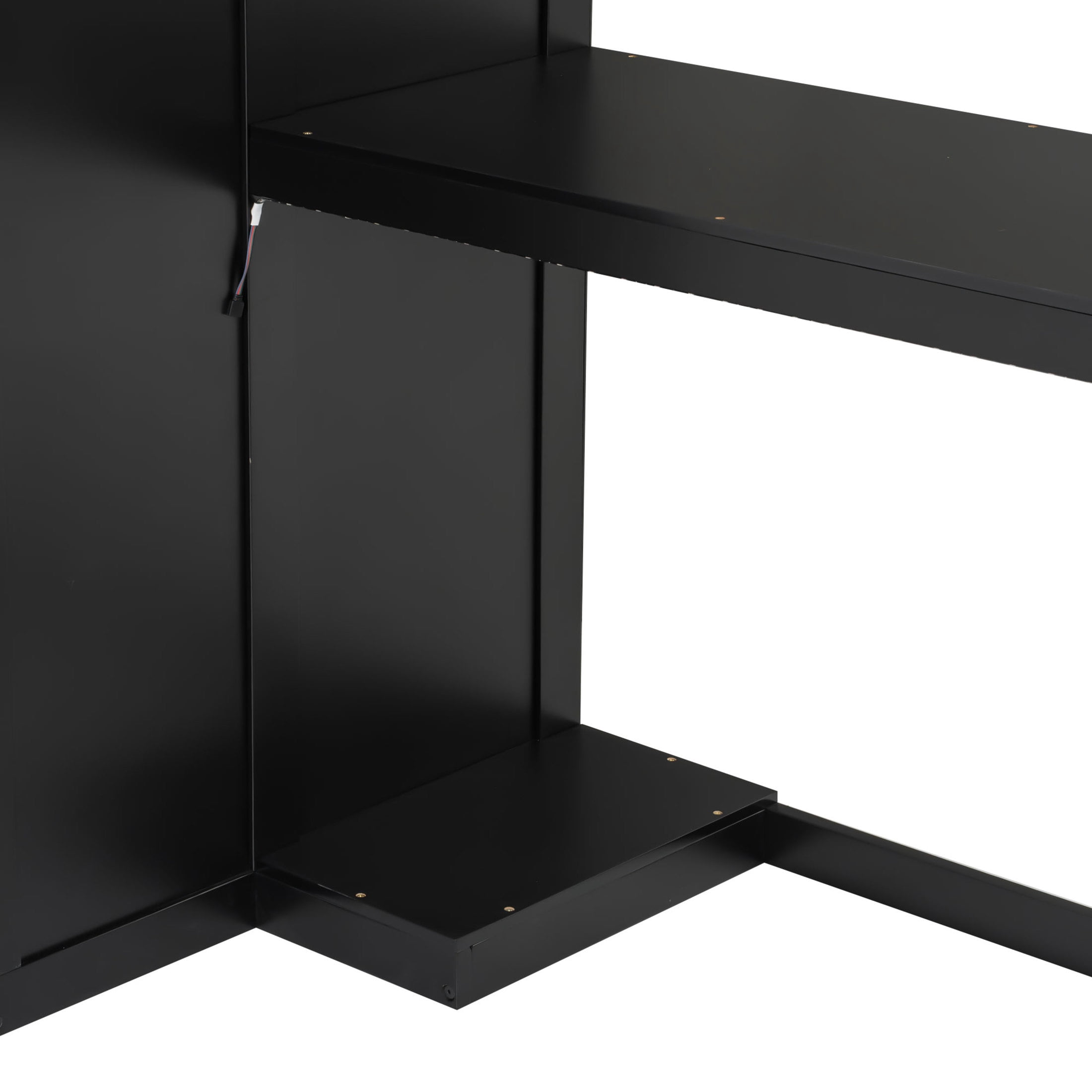 Noble House Mira Twin Gaming Loft Bed, Desk with Storage Locker & LED Lights, Solid Wood Frame, Black and Red