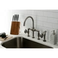 thumbnail image 2 of Kingston Brass KS2334RX Belknap Two-Handle 4-Hole Deck Mount Industrial Style Bridge Kitchen Faucet with Brass Side Sprayer in Black Stainless, 2 of 7