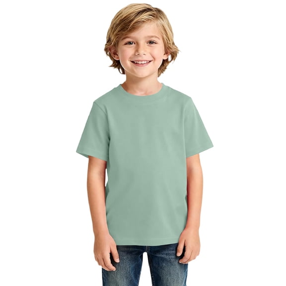 EnJoCho Kids Cotton Crewneck Tees Short Sleeve Toddler Soft Solid Tops Boys Girls Graphic Playtime Everyday Casual Comfort