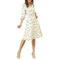 thumbnail image 3 of INSPIRE CHIC Women's Floral Print Swing Long Sleeve V-Neck Midi Dress, 3 of 7