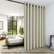 Deconovo Grommet Room Divider Curtains 84 inches Length, Room Darkening Curtains for Office, 100W x 84L inch, Light Beige, 1 Panel