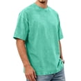 thumbnail image 6 of Oversized Tshirts For Men Vintage Short Sleeve Shirts Acid Wash Basic Tees,Green XL, 6 of 6