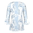 thumbnail image 5 of Pompotops Women's Casual Trumpet 3/4 Sleeve Printed Buttoned Basic Ruched Tops Pleated T-shirts Blouses On Sale, 5 of 5