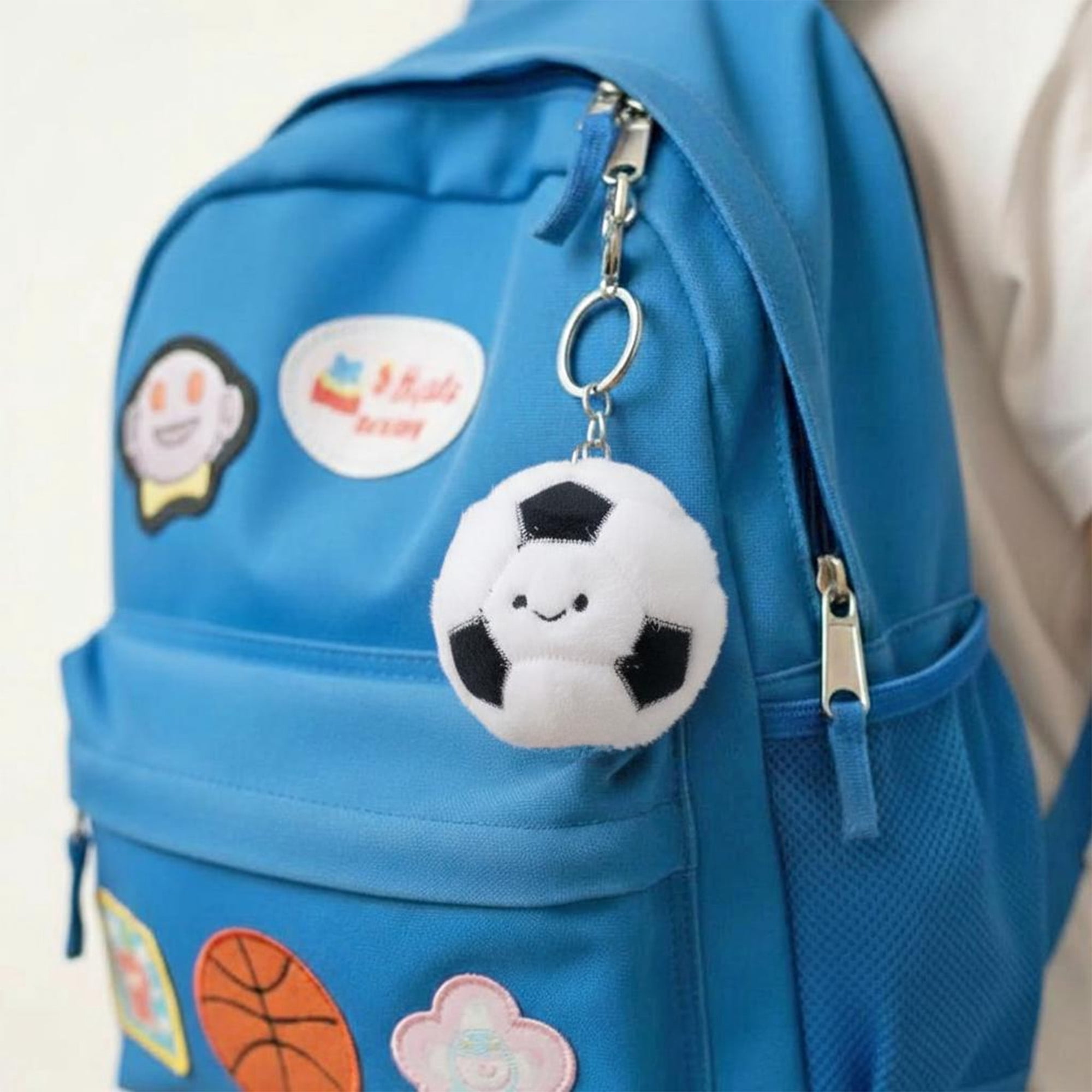 Pen+Gear Soccer Mini Plush Bag Charm, Black with White