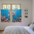 thumbnail image 3 of Funny Diving Pig Tier Curtains 54 Inch Length, Ocean Sea Coastal Coral Fish Marine Life Cafe Short Curtains for Bathroom Over Sink, Small Kitchen Curtain Light Filtering Drapes 2 Panels 27.5"Wx54"L, 3 of 8