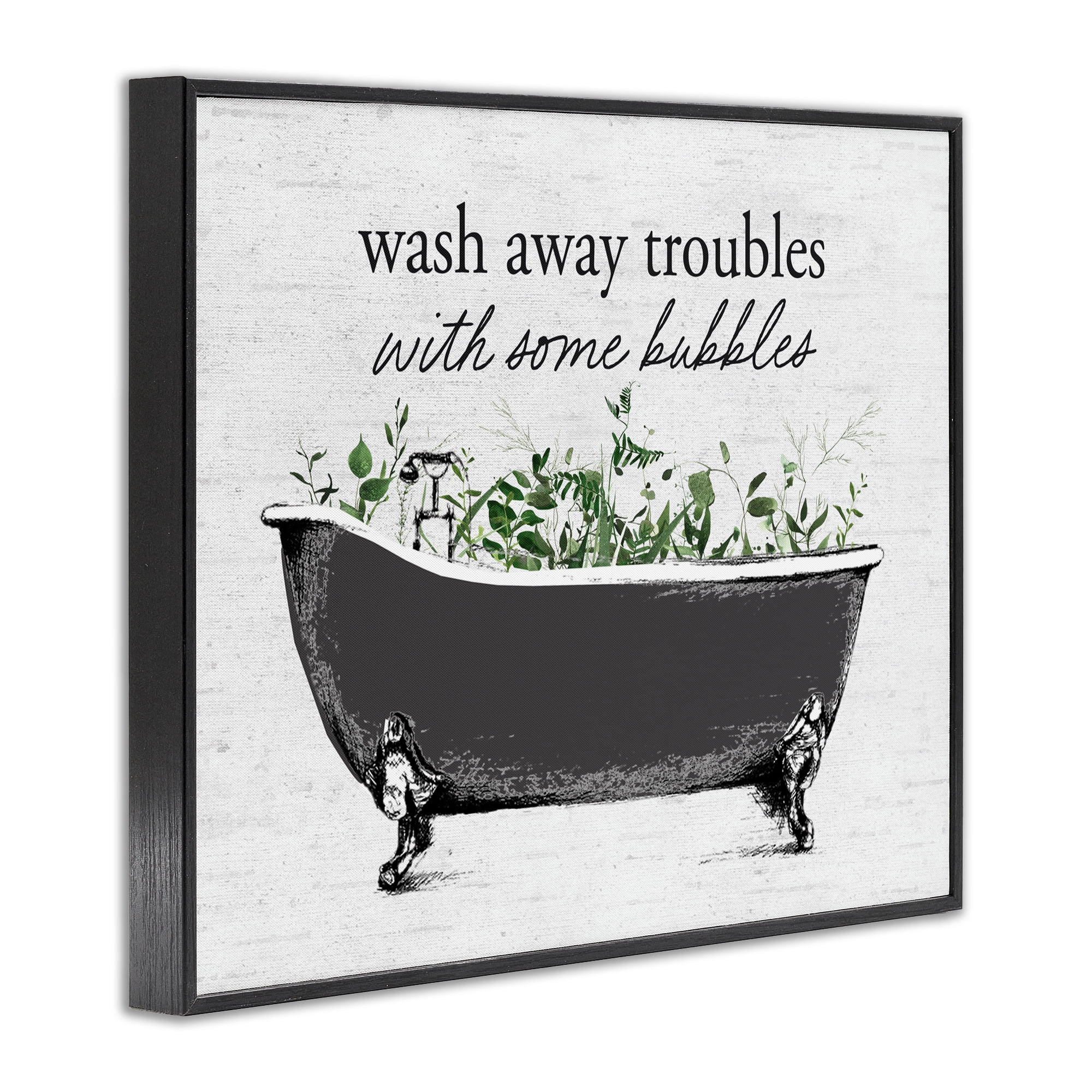 Comforting Bubble Bath Quote Black Framed Giclee Art, design by Lettered and Lined