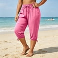 thumbnail image 2 of VBVC Women's Plus Drawstring Loose Capri Joggers , Casual Summer Stretchy Pants For Women , Ladies' Comfy Adjustable Hem Crop Trousers with Pockets, Pink , XL-5XL, 2 of 8