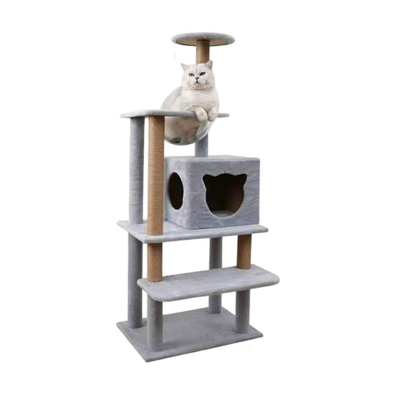 GROWTH TANK Poteau à Griffer en Velours pour Chat Condo pour Chat Support d'Escalade Maison Plateforme en Velours Chat Gris