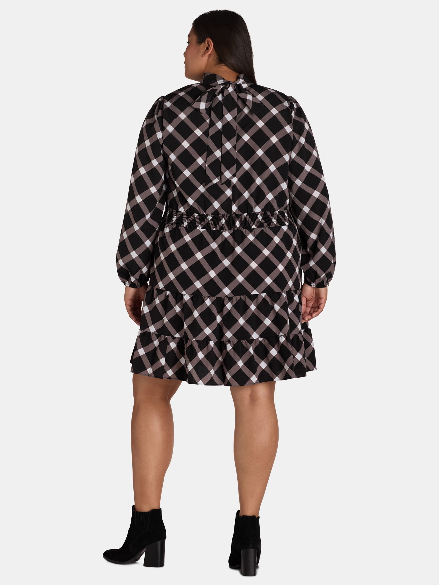 Nine.Eight Women's and Women's Plus Mock Neck Mini Dress with Long Sleeves, Sizes XS-4X