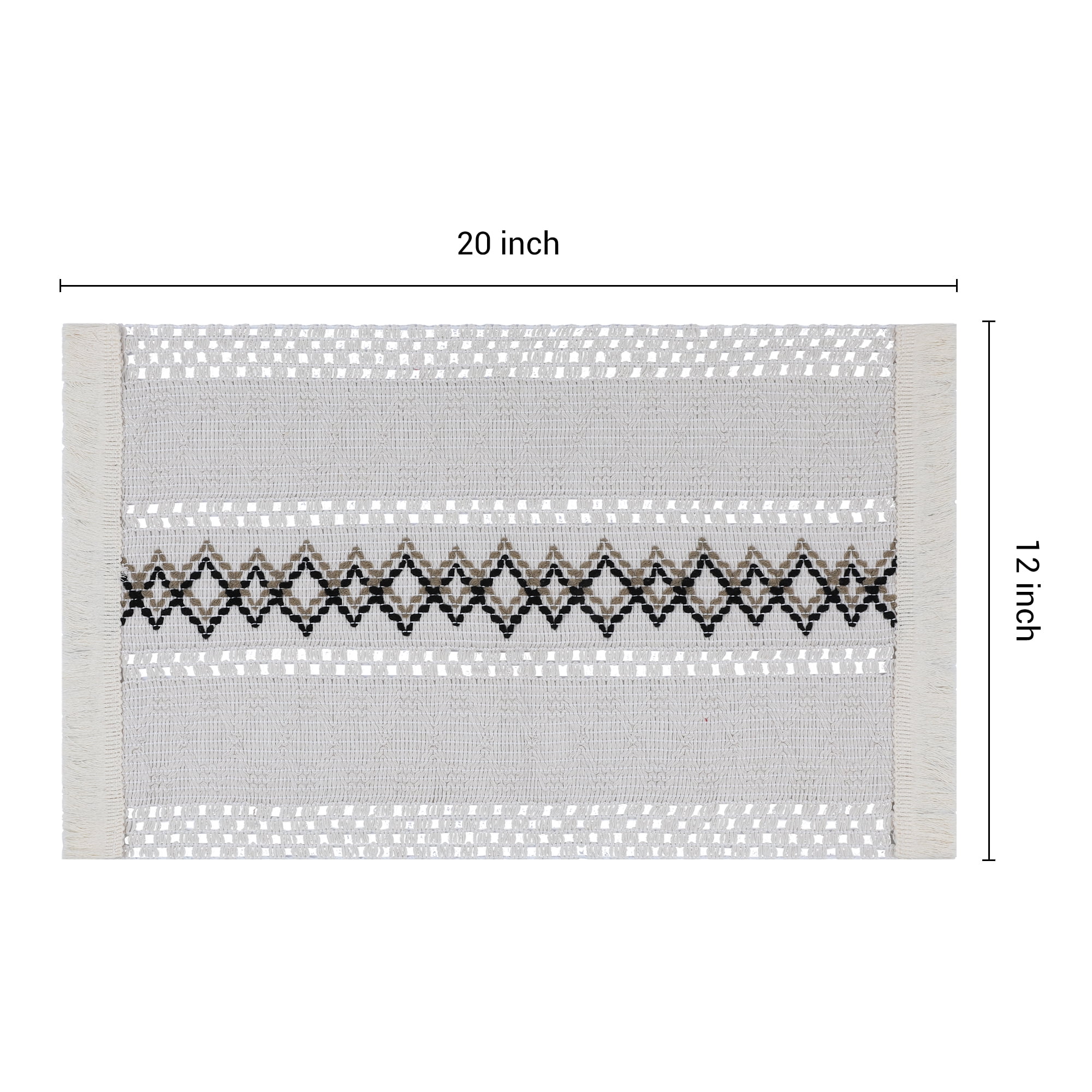 Unique Bargains Set of 4 Farmhouse Placemats for Dining Table Decor White-Black