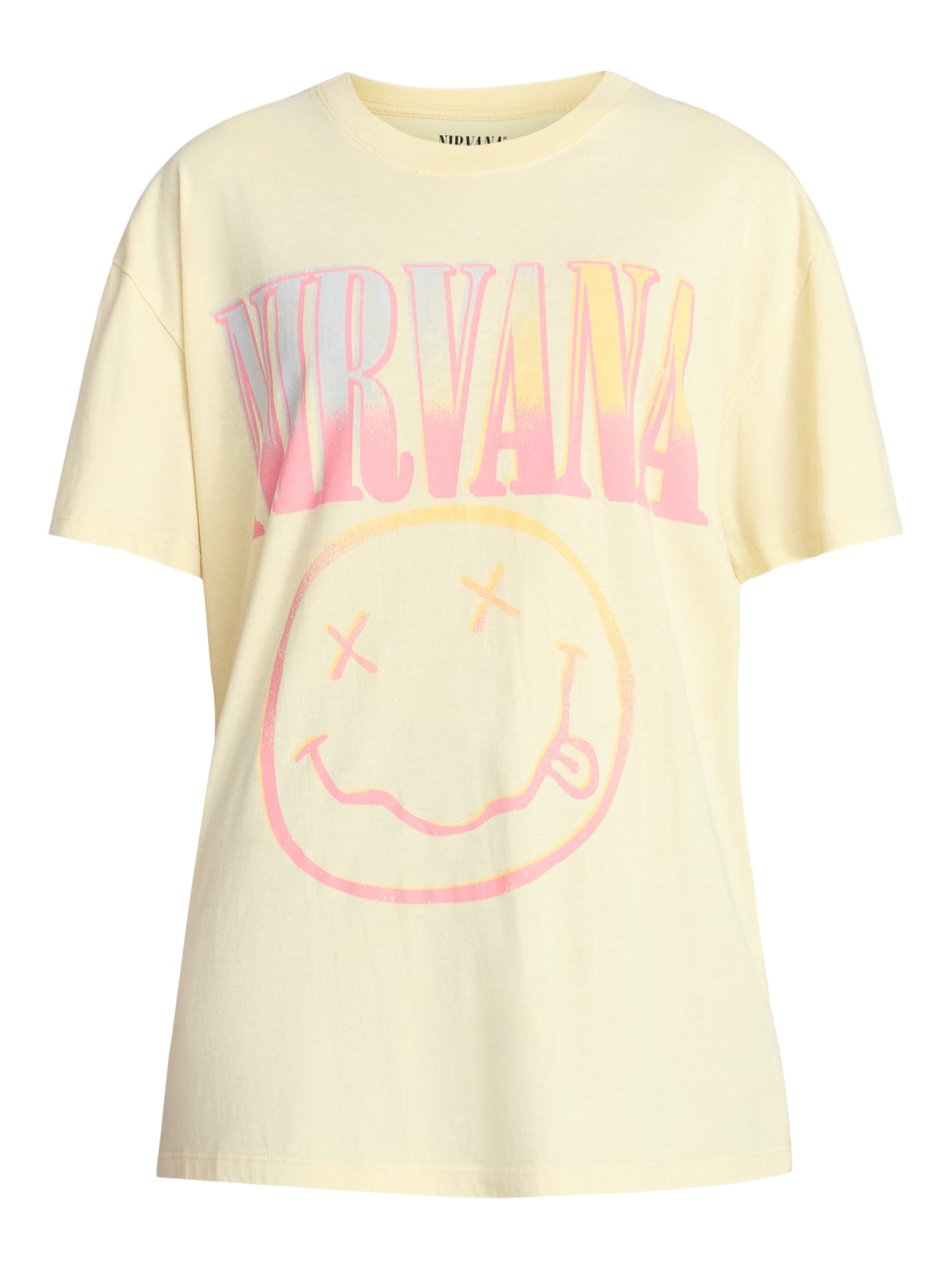 Nirvana Women's Tour Smiley Graphic Tee with Short Sleeves, Sizes XXS-XXL