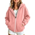 thumbnail image 2 of WQNVRNR Girls Zip up Hoodie- Long Sleeve Loose Warm Casual Kids Fall Sweatshirt Jackets Pink Size 12, 2 of 9