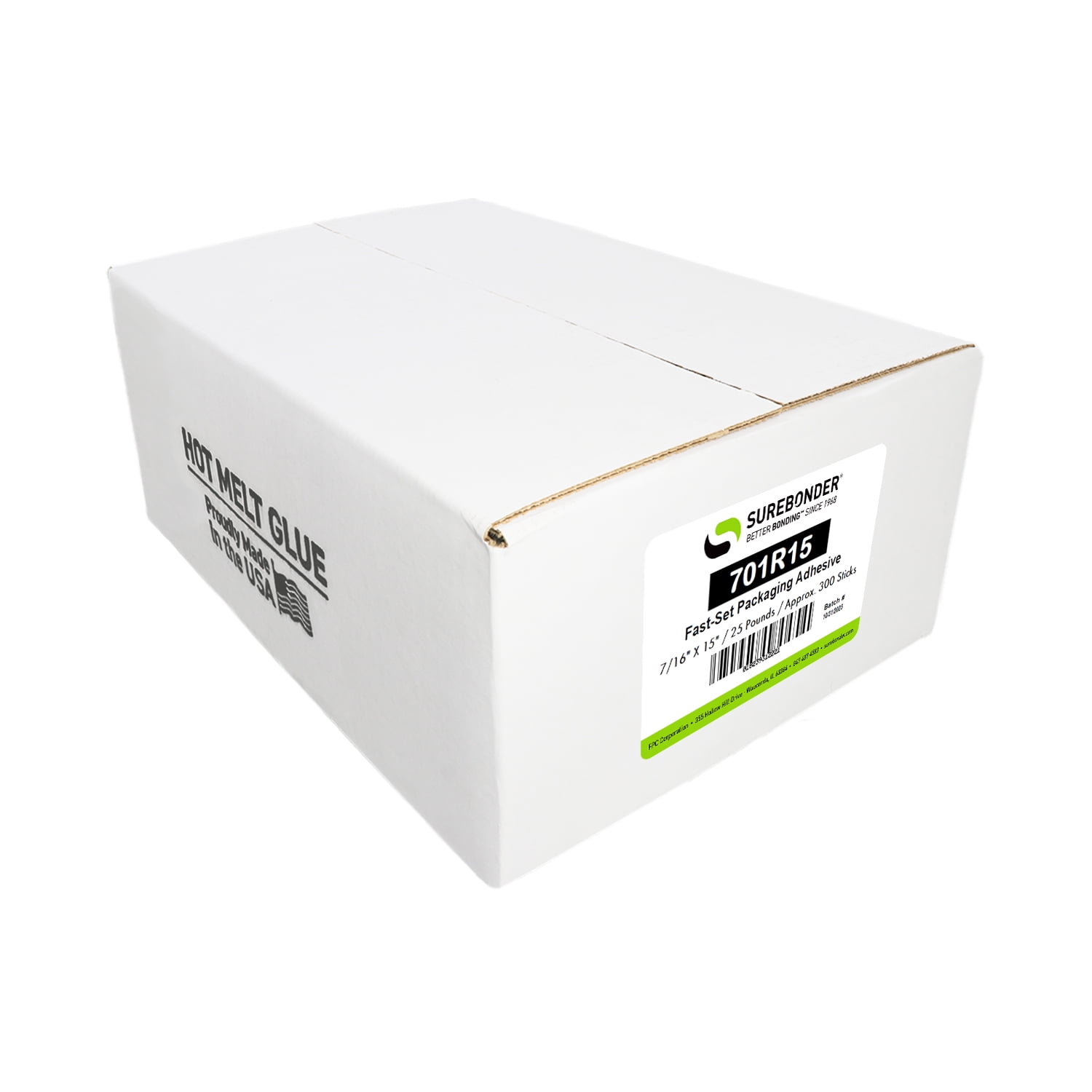 701R15 Full Size 15" Fast Set Hot Glue Stick - 25 lb Box