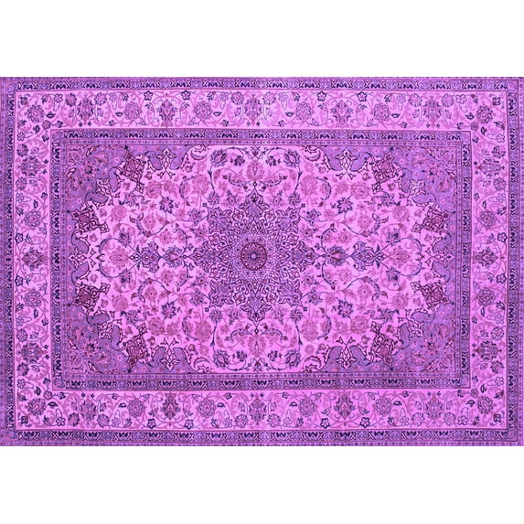 Ahgly Company Indoor Rectangle Medallion Purple Traditional Area Rugs, 3' x 5'