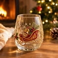 thumbnail image 3 of QISIWOLE 2D Christmas Glass Art Cup, Stemless Wine Glasses with Santa Snowman Reindeer Tree, Drinking Glasses for Coffee Cocktails Whiskey Soda, Xmas Home Bar Holiday Decor, Unique Christmas Gift, 3 of 8