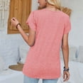 thumbnail image 6 of Besolor Summer Tunic Tops for Women V Neck Lace Short Sleeve Shirts Casual Solid Color Going out Dressy Blouse Tee, 6 of 7
