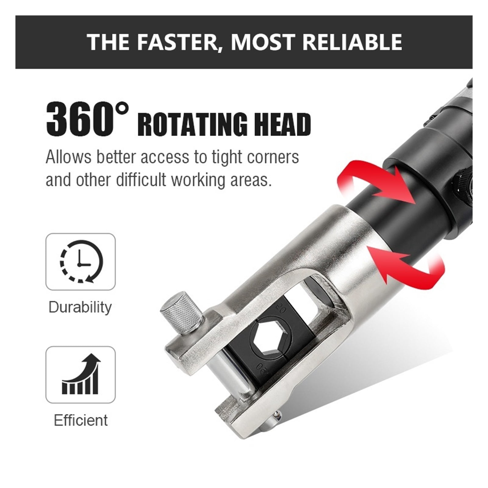 KM-300 In-line Electric Power Cable Crimping Tool, 10-300mm² Copper/Aluminum Terminal Crimping 2200W Power ,Easy to Use