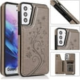 thumbnail image 3 of Phone Case for Samsung Galaxy S21 Glaxay S 21 5G 6.2 inch with Tempered Glass Screen Protector and Card Holder Wallet Cover Stand Flip Leather Cell Accessories Gaxaly 21S G5 Cases Women Men Gray, 3 of 13