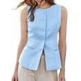 thumbnail image 2 of Sleeveless Solid Color Women Work Office Slim Waistcoat Vest Blazer, 2 of 6
