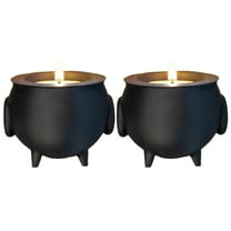 Happydeer 1/2Pcs Cauldron Tea Light Holder Halloween Spooky 3D Printed Black Witch Jar Candle Holder Festival Party Desktop Decoration Ornament (2pcs)