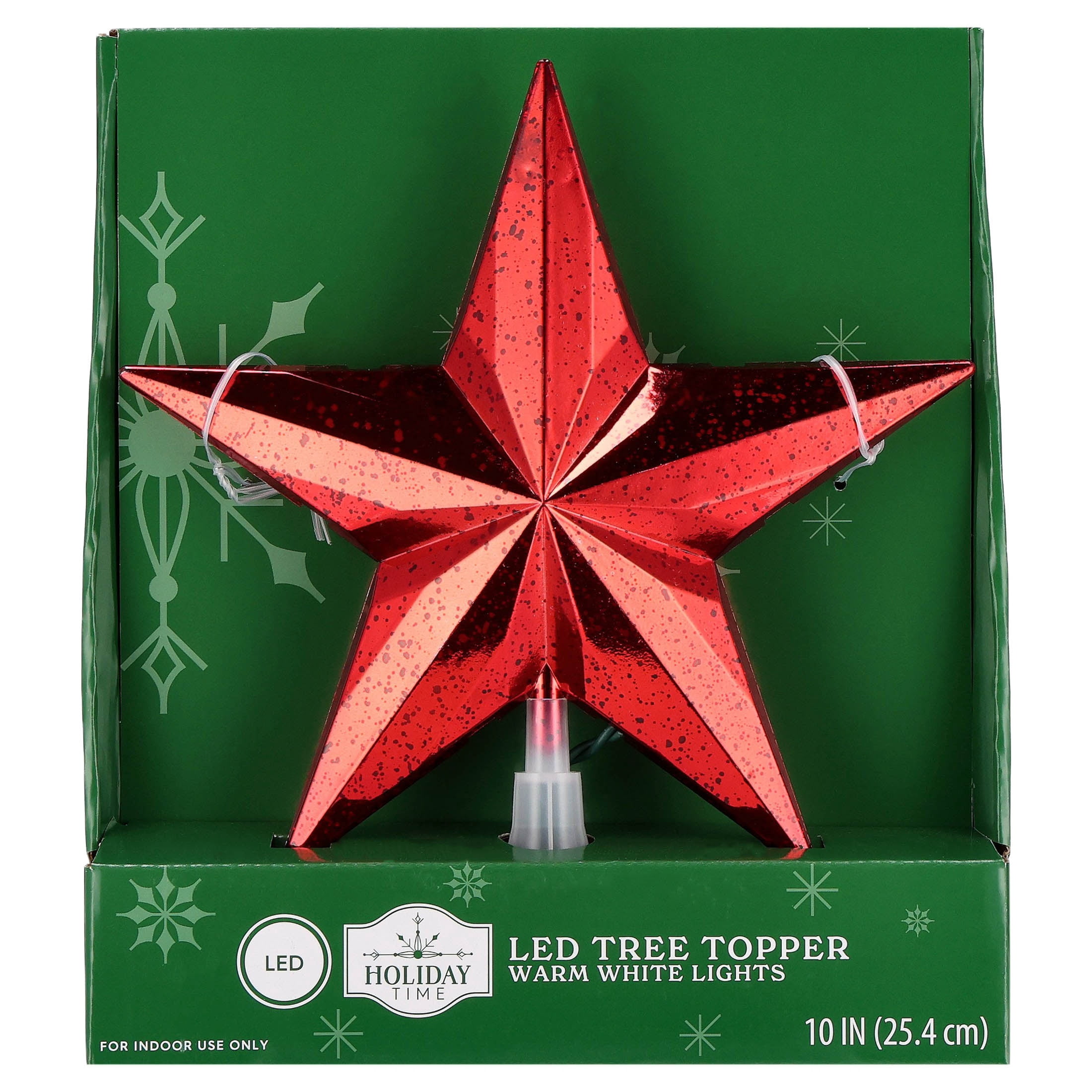 LED Speckled Star Christmas Tree Topper, Red, 10", by Holiday Time