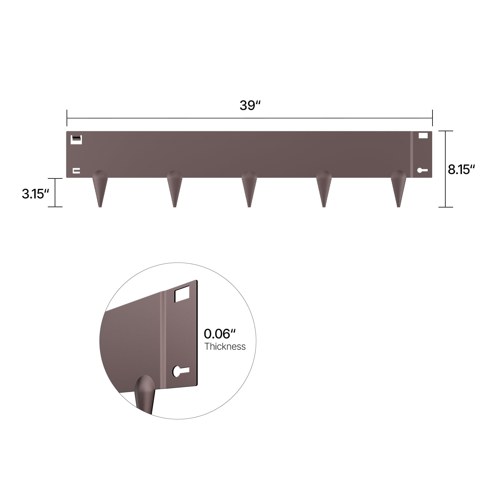 VEVOR Steel Landscape Edging, 5 Packs 39 x 5 in Rust-Resistant Metal Landscape Edging, Bendable Garden Edging Border, Heavy Duty Lawn Edging, Easy-to-Install, Flower Bed Yard Pathway Divider Brown