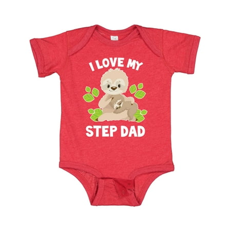 

Inktastic Cute Sloth I Love My Step Dad with Green Leaves Gift Baby Boy or Baby Girl Bodysuit