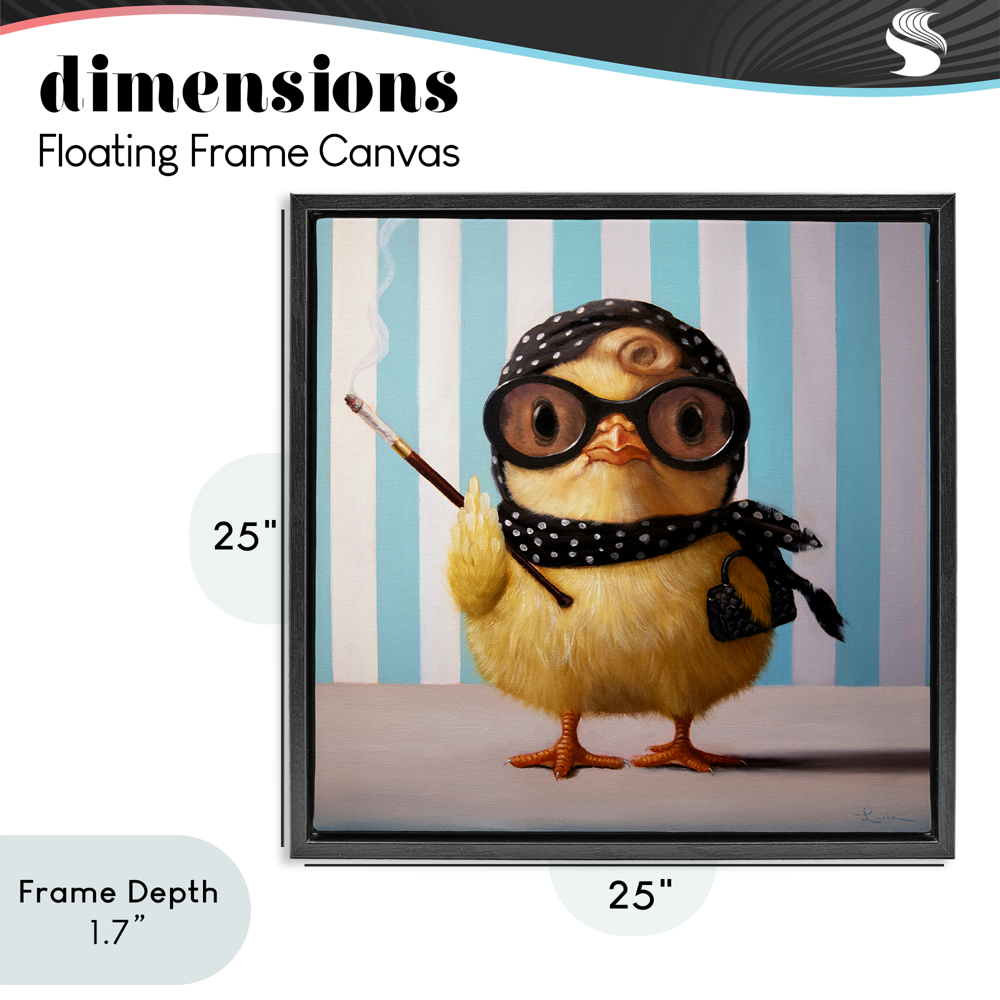 Stupell Industries Audrey Henburn Famous Chick Black Framed Floater Canvas Wall Art, design by Lucia Heffernan