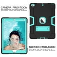 thumbnail image 5 of Case for iPad Air 1st 2013, Kickstand Shockproof Kids Proof Case Heavy Duty High Impact Resistant Hybrid Three Layer Rugged Defender Full Body Protection Case, Black+Mint, 5 of 6