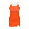 thumbnail image 4 of RYRJJ Women Tankini Swimsuits with Skirt Color Block Two Piece Bathing Suits Sporty Scoop Neck Tummy Control Swimwear(Orange,XXL), 4 of 5