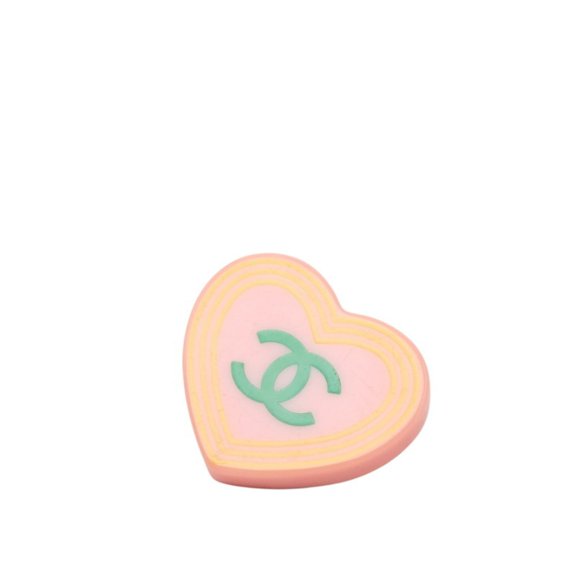 Pre-Owned Chanel Coco Mark Heart Motif Pin Brooch, 04C Stamp, Pink Plastic Metal, Women's CHANEL