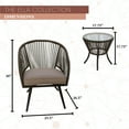 thumbnail image 5 of Mod Furniture Ella 3-Piece Modern Outdoor Bistro Chat Set with Rope Chairs, Thick Cushions, and Glass Top Side Table - ELLA3PC-TAN, 5 of 10