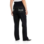 Maternity Plus-Size Full Panel Bling Loop Embellished Pocket Bootcut Jeans
