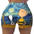 thumbnail image 2 of Pantalones cortos de ciclismo para entrenamiento de voleibol con paisaje de Van Gogh personalizado de Snoopy y Charlie Brown Pantalones cortos de yoga para gimnasio de Peanuts para mujer, 2 of 5