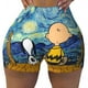 thumbnail image 2 of Pantalones cortos de ciclismo para entrenamiento de voleibol con paisaje de Van Gogh personalizado de Snoopy y Charlie Brown Pantalones cortos de yoga para gimnasio de Peanuts para mujer, 2 of 5
