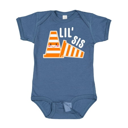 

Inktastic Lil Sis with Construction Cones Girls Baby Bodysuit