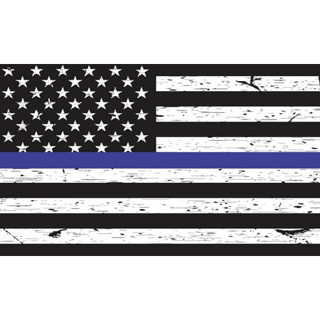 Police Car Lamp - 5X3 Black and White Blue Lives Matter American Flag Sticker Car Cup Police Decal