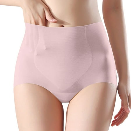 QIJUNTUO Women s High-Waist Seamless Ice Silk Briefs 5-Pack  Tummy Control Anti-Chafing Breathable Yoga Panties