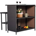 thumbnail image 2 of ReunionG Outdoor Bar Rattan Set 3-Piece Wicker Bar Stools & Table with 2 Storage Shelves for Lawn Pool Backyard Garden, 2 of 6